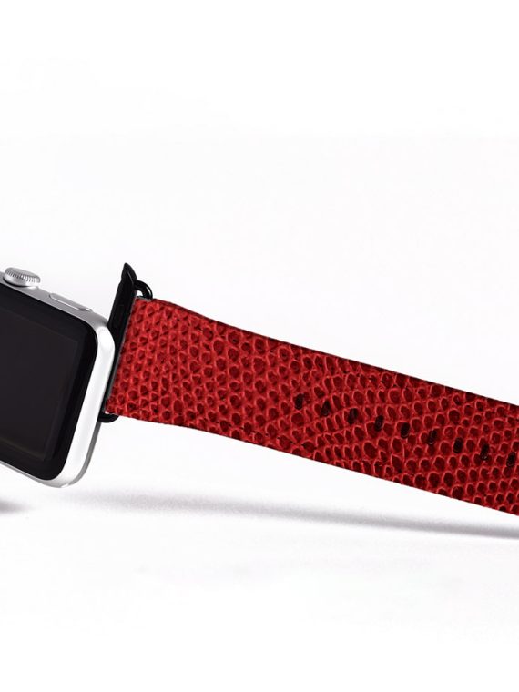 Red Snake Leather Apple Watch Strap