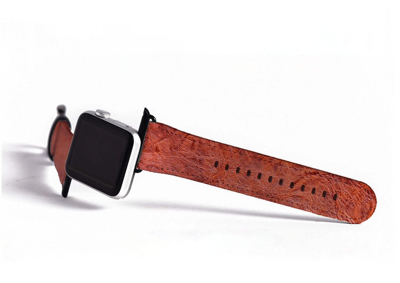 Rough Red Leather Apple Watch Strap