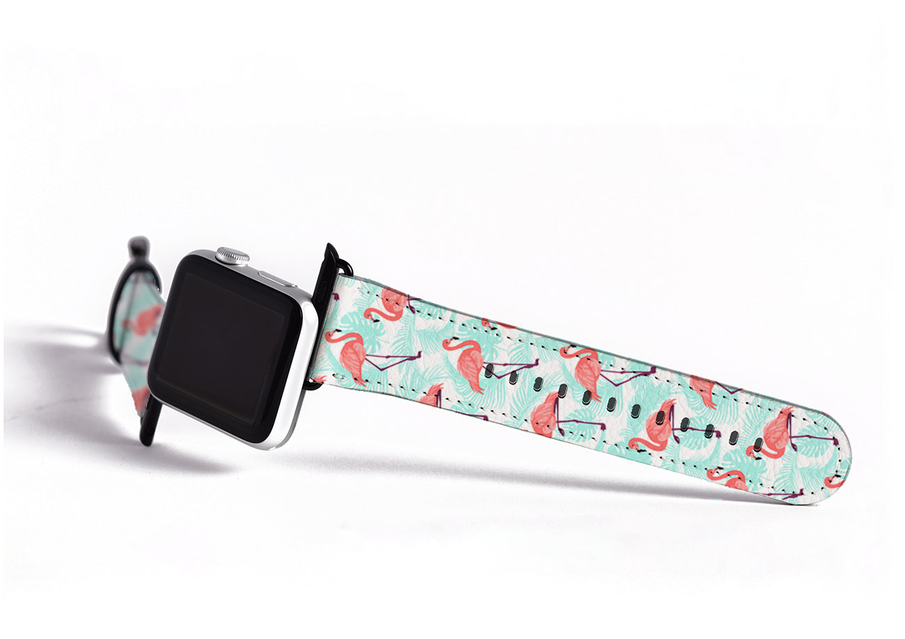 Tropical Flamingo Pattern Apple Watch Strap