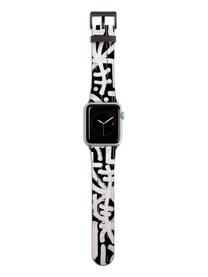 Black & White Alien Language Apple Watch Strap